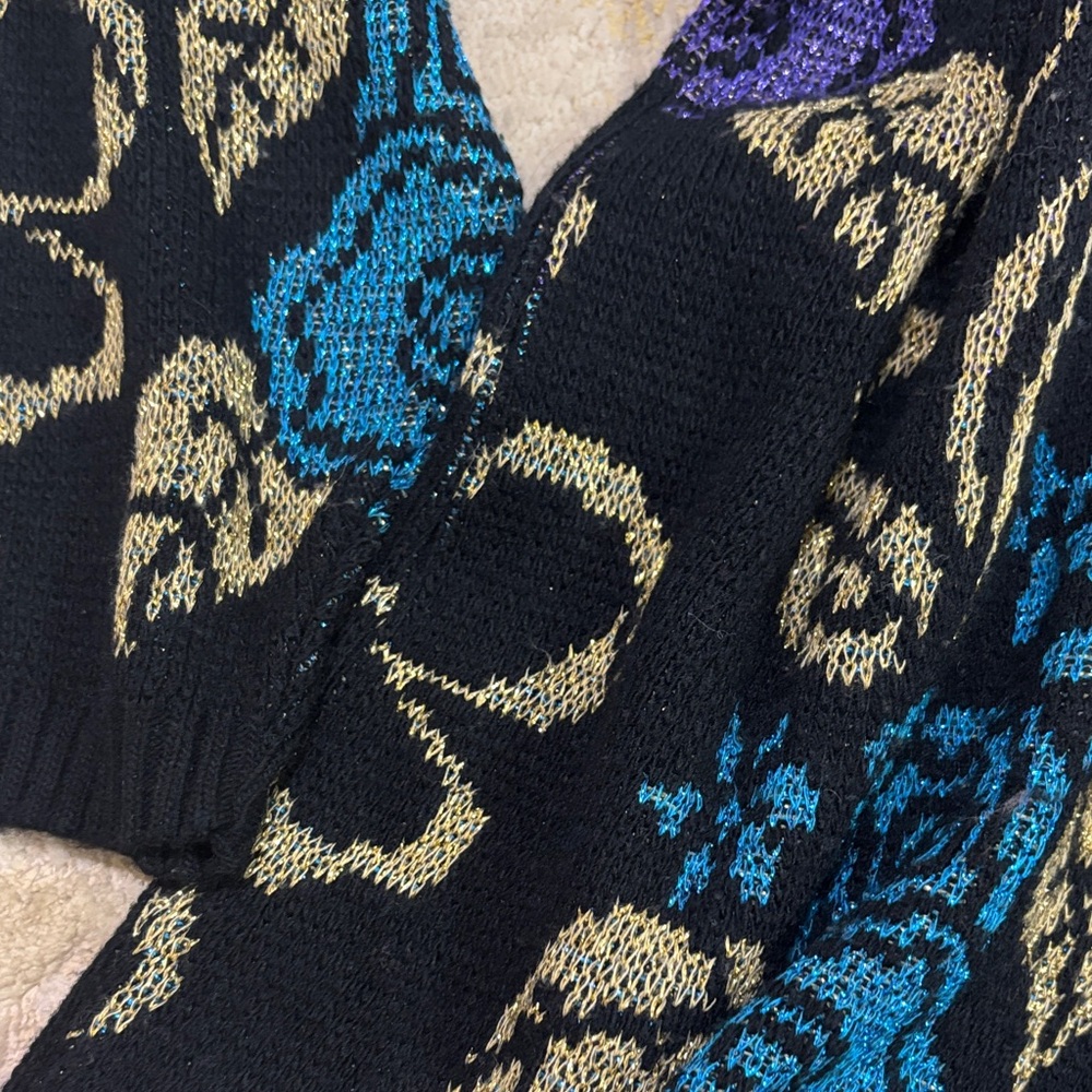 Vintage- Basic Edition- Floral Patterned Black Sw… - image 3